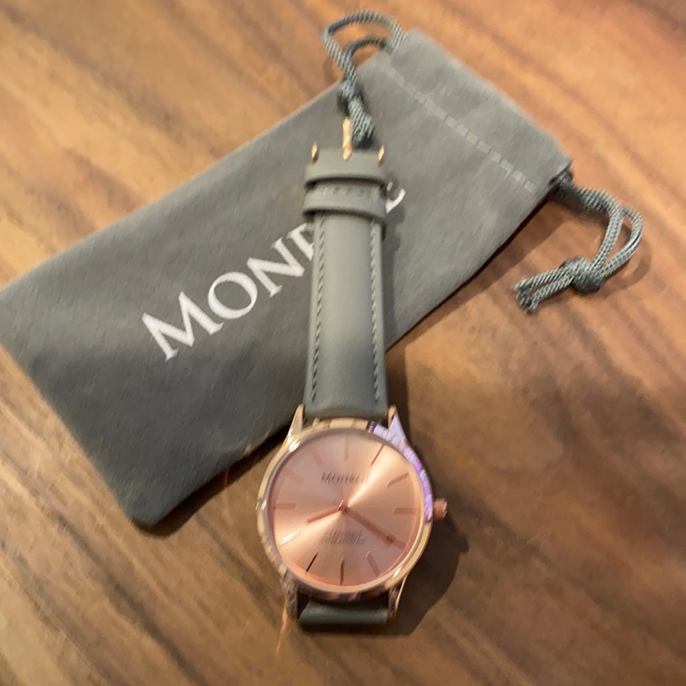 Monroe Classique Watch by Maestro. Gold Tone Watch. NWT. Gray Leather Band
